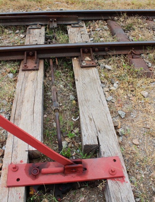 20240225 Daressalam Bahnhof Schienen Schwellen Signale Weichenzunge Stellhebel (3)