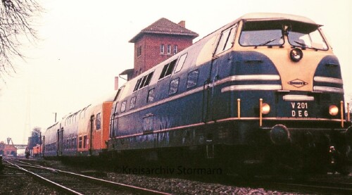 Bremen 1982 Farge Bahnhof Deutz 2000 V 201 LBE DoSto Doppelstockwagen Sonderzug Sonderfahrt (6)