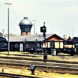 Dampfschneeschleuder_Lubeck_Dampfzug_Dampflok_Hauptbahnhof_1969_Wasserturm_Lokschuppen