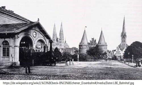 Lubeck_1860_LBE_alter_bahnhof_Holstentor_Marienkirche_Lubeck_Buchener_Eisenbahn_Gesellschaft.jpg