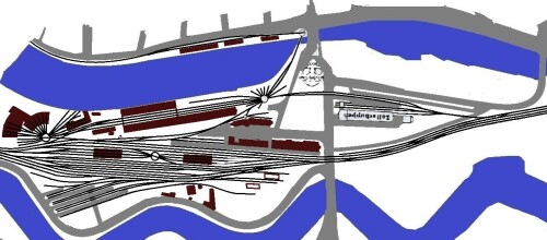 Lübeck 1900 Gleisplan alter Bahnhof Drehscheibe Hafen (3)