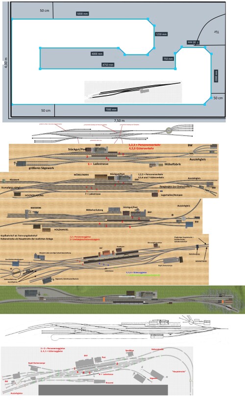 Anlagenplanung Schwarzwaldbahn GLP Gleisplan Achim Enbahnhof mit Stichstrecke