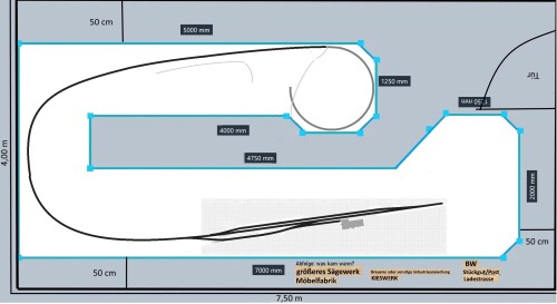 Anlagenplanung Schwarzwaldbahn GLP Gleisplan Achim Enbahnhof mit Stichstrecke 1865