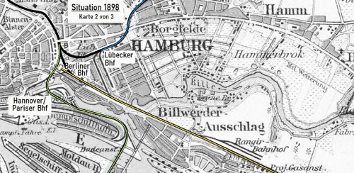 1898 GLP Gleisplan Umbau Hamburg Bahn Wesen Hauptbahnhof Berliner Bahnhof Venloer Lübecker Bahnhof