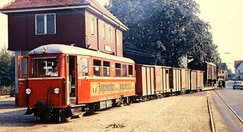 Lichtenau Ulm Bahnhof 1967 Schmalspurbahn Triebwagen Güterwagen Kombinatons Betrieb (4)
