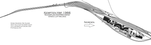 Kempten HBF Bahnhof Gleisplan GLP 1963 Luftbild b (2)