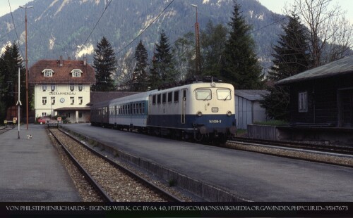BR 141 008 Oberammergau Bahnhof Nahverkehrszug Epoche 5 Silberling Steuerwagen