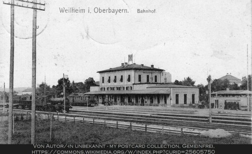 Bahnhof Weilheim 1907 Bayern Gleise Bahnsteig (2)