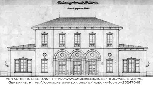 Bahnhof Weilheim 1907 Bayern Zeichnung
