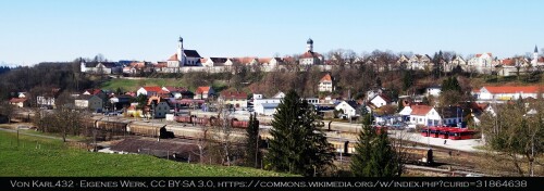 Schongau mit Bahnhof, März 2014