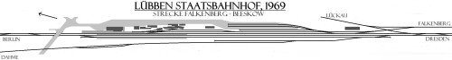 Lübben Abzweig Staatsbahnhof Bahnhof GLP Gleisplan 1969