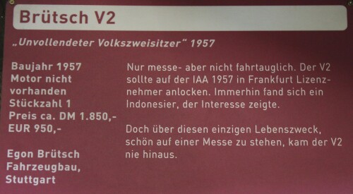 Brütsch V 2 Cabrio 2 seater 1957 Automuseum Schramberg 2025 Mai (2)