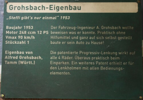 Grohsbach Eigenbau Steffi Allradlenkung 1953 Automuseum Schramberg 2025 Mai (2)