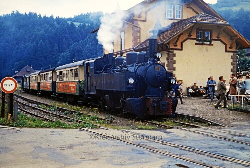 Schönau Bahnhof Lok 105 Schmalspurbahn Ausflugsbahn Dampfzug 1967
