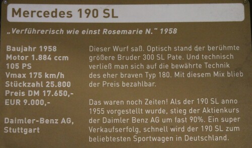 Mercedes Benz 300 Adenauer Staatsfahne schwarz Mercedes 190 SL Rosemarie Nitribit Automuseum Schramb