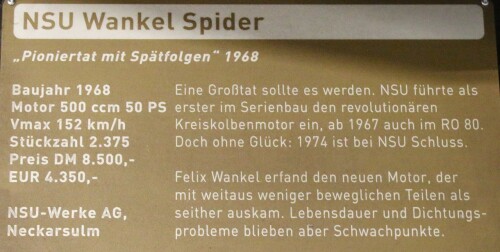 NSU Wankel Spider rot NSU RO 80 Automuseum Schramberg 2025 Mai (2)