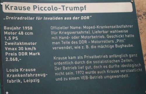 Kriegsversehrten fahrbarer Rollstuhl Nachkriegszeit Krause Piccolo Trumpf Dreiradroller Automuseum S