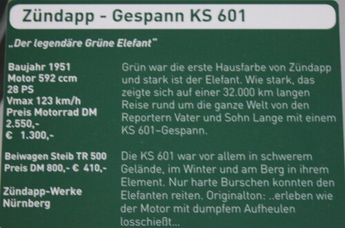 Zündapp Gespann KS 601 sport grün n blau Automuseum Schramberg 2025 Mai (2)