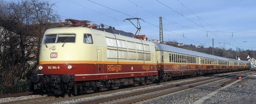 BR 103 Rheingold Flügelzug orange Streifen Trans Europ Express IC Lok Intercity rot beige Bahngarfie