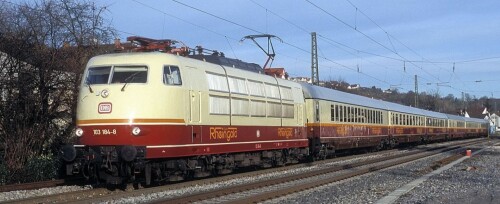 BR 103 Rheingold Flügelzug orange Streifen Trans Europ Express IC Lok Intercity rot beige Bahngarfie