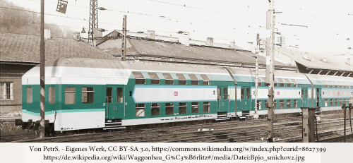 DRG Doppelstockwagen 1957 DoSto 12 türkis Epoche 5 Produktfarben Görlitzer Waggonbau 62 75 73,60 40,