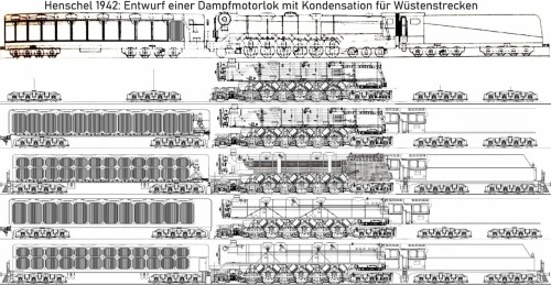 BR 19 1001 Dampfmotorlok Henschel 1 F 3 Wüstenlok 1942 BR 46 BR 53 BR 52 Kondenstender DRG Güterzug 