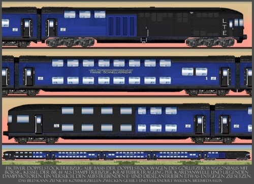 LBE DAB 6 LübecK Büchener Eisenbahn Doppelstockwagen Dampftriebzug Dampftriebwagen BR 05 BR 61 Hensc
