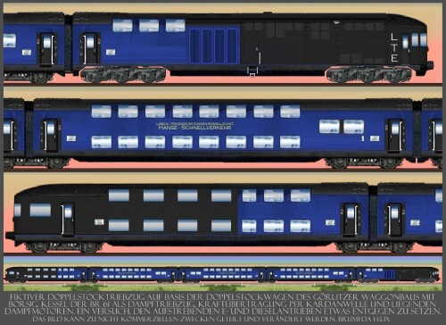 LBE DAB 6 LübecK Büchener Eisenbahn Doppelstockwagen Dampftriebzug Dampftriebwagen BR 05 BR 61 Hensc