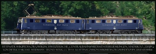 Schweizer Ostbahn AE 6 6 What if SBB BLS Bunkeroel Ruemlingen viadukto 5002 I blau 47 50 58,44 77 (3