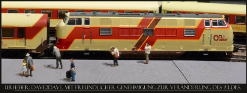 TUI BR 220 ozeanblau Touristik Zug Ferien Express Pop Art DB,beige,rot,orange,gelb,braun (2)