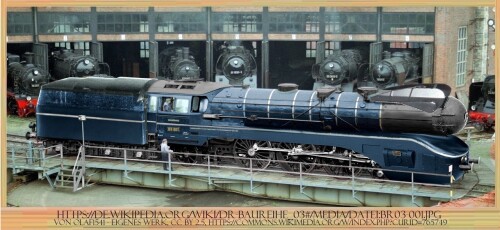 BR 03 154 Stromlinien Versuchslok als Serie BR 03.10 Front windschnittig steam Aerodynamic train A (