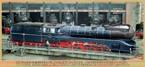 BR 03 154 Stromlinien Versuchslok als Serie BR 03.10 Front windschnittig steam Aerodynamic train Bru