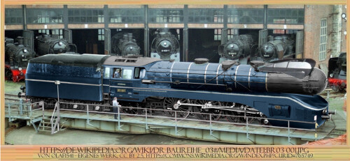 BR 03 154 Stromlinien Versuchslok als Serie BR 03.10 Front windschnittig steam Aerodynamic train Bru