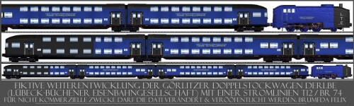 BR 74 Preußische T 12 Stromlinie LBELübeck Büchener Eisenbahn Görlitzer Waggonbau Doppelstockwagen D