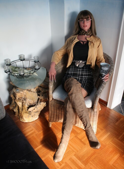 20260225 Zelex GE 223 Buiseness dress short skirt brow wild leather overknee boots Y