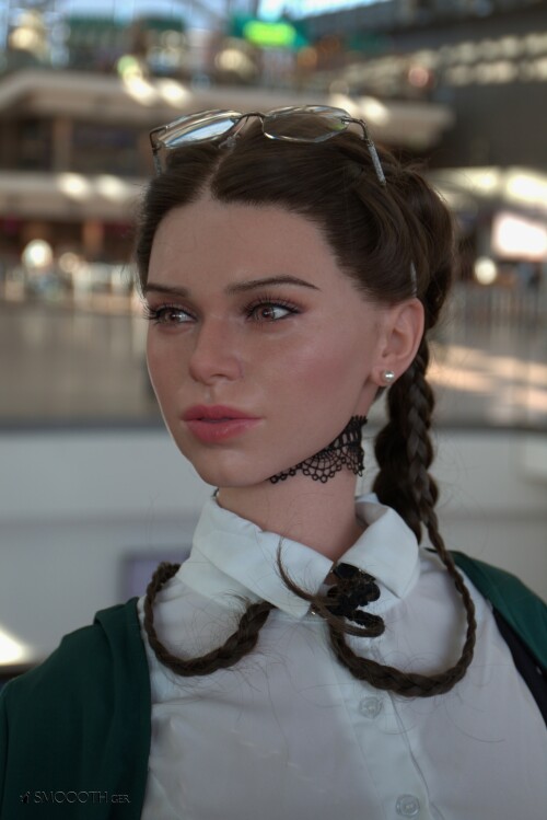20260927 Smoooth Fanreal Gina 155G Hamburg Airport Dyvana sex doll Leather Boots skirt black Blouson